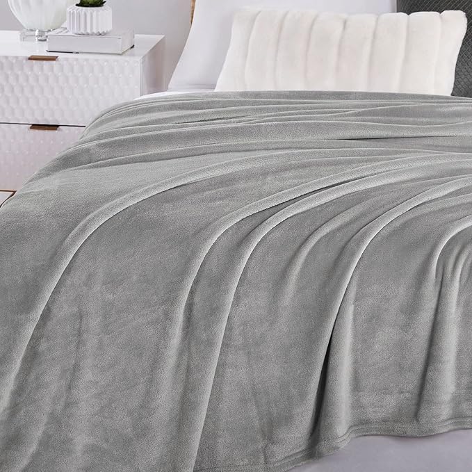 Walensee Fleece Blanket Plush Throw Fuzzy Lightweight Super Soft Microfiber Flannel Blankets for Couch, Bed, Sofa Ultra Luxurious Warm and Cozy for All Seasons (Ash Grey, 90"x90")