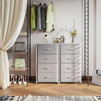 ODK Dresser for Bedroom with 4 Storage Drawers, Small Dresser Chest of Fabric Drawers with Sturdy Steel Frame, Wood Top, Light Grey