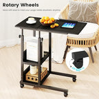 Hadulcet Adjustable C Table with Charging Station, Tiltable Desk C Shaped End Table for Couch, Over Bed Stand with Wheels Adjustable Height, Hospital Table Laptop Stand Drawing Desk, Black