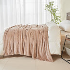 NEWCOSPLAY Super Soft Queen Blanket Taupe Premium Silky Flannel Fleece Leaves Pattern Lightweight Bed Blanket All Season Use (Taupe, Queen(90"x90"))