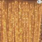Twinkle Star 300 LED Window Fairy Curtain String Lights, 8 Modes Fairy Lights for Bedroom Wedding Party Home Garden Outdoor Indoor Wall Decorations, Warm White, 2 Pack