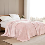 Exclusivo Mezcla Fleece Bed Blanket Queen Size, Super Soft and Warm Blankets for Couch, Sofa and Bed Waffle Textured, Cozy, Fuzzy and Lightweight (Mixed Pink, 90x90 Inches)