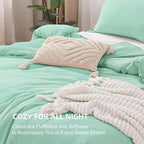 Litanika Comforters Mint Green Full Size, 3 Pieces Lightweight Solid Bedding Set & Collections, All Season Fluffy Bed Set (79x90In Comforter & 2 Pillowcases)