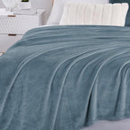 Walensee Fleece Blanket Plush Throw Fuzzy Lightweight (Queen Size 90x90 Washed Blue/Slate Blue/Grey Blue) Super Soft Microfiber Flannel Blankets for Couch, Bed, Sofa Warm and Cozy for All Seasons