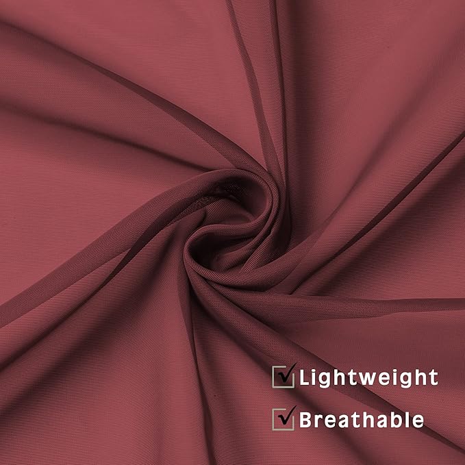 OWENIE Burgundy Red Sheer Curtains 72 Inches Long 2 Panels Set, Transparent Voile Sheer Curtain Rod Pocket Gauze Drapes for Living Room Bedroom Window Sliding Glass Door Treatment, Each 42 x 72 Inch