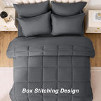 Love's cabin King Size Comforter Set Soot Grey, 7 Pieces King Bed in a Bag, All Season Bedding Sets with 1 Comforter, 1 Flat Sheet, 1 Fitted Sheet, 2 Pillowcase and 2 Pillow Sham