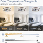 LEDIARY 20" Modern Ceiling Fans with Lights and Remote, Dimmable Low Profile Ceiling Fan, Flush Mount Ceiling Fan, Stepless Color Temperature Change and 6 Speeds - Brown