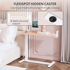 FLEXISPOT H7 Adjustable Overbed Bedside Table with Wheels Pneumatic Mobile Standing Desk Laptop Desk Rolling Computer Cart Movable Overbed Table Hospital Home Use(27.6" W x 15.7" D, Pink)
