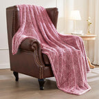 Exclusivo Mezcla Plush Fuzzy Fleece Bed Blanket King Size, Super Soft, Fluffy and Warm Blankets, Suitable for All Seasons (Mixed Deep Red, 90x104 Inches)