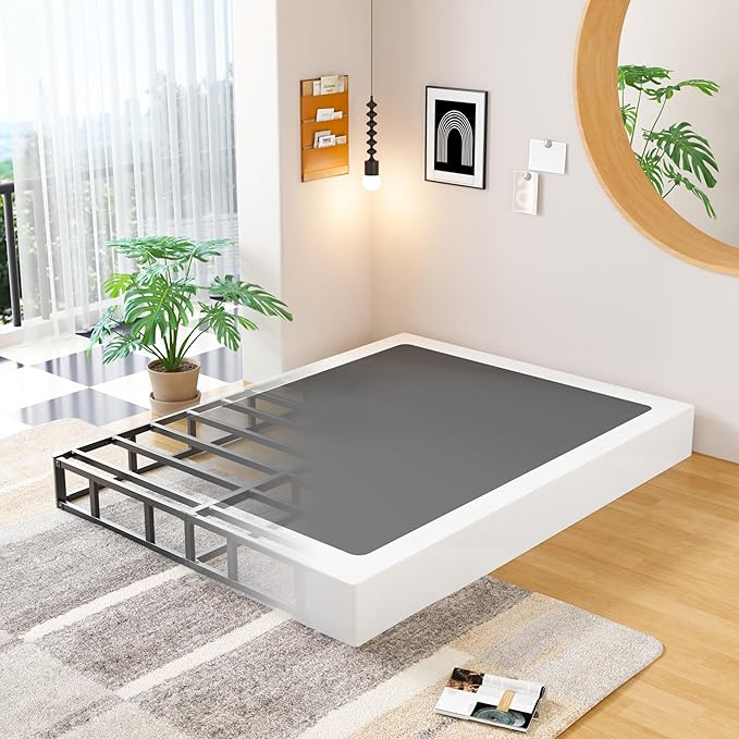 EMODA King Box Spring 8 Inch Heavy Duty Bed Base Metal Mattress Foundation with Fabric Cover, 3000LBS Max Weight Capacity, Noise Free, Easy Assembly