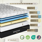 Sven and Son Essential Adjustable Bed Base (Frame) + 12 inch Memory Foam Matt (Medium), Easy Assembly, Head and Foot Lift, Memory Positions, Zero Gravity, Wireless Remote - Split King