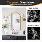 Delma Arched Bathroom Mirror, 20"x30" Wall Mounted Vanity Mirror for Bedroom, Living Room and Entryway, Gold
