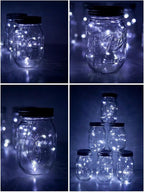 Decorman Solar Mason Jar Lid Lights, 6 Pack 10 LED Waterproof String Fairy Star Firefly Jar Lids Lights for Patio Garden Yard Lawn Party Wedding Christmas Decoration(Jars & Hangers Not Included)