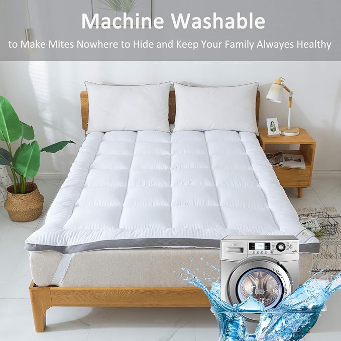 Mattress Topper King & Mattress Pad Protector - Quality Plush Luxury Down Alternative Pillow Top - 2inch Extra Thick Mattress Cover(76"x80")