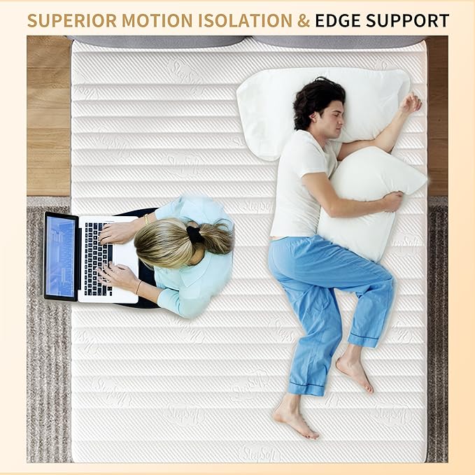 PurrJoys Mattress Double Mattress, 10 Inch Hybrid Memory Foam Firm Full Size Mattres with Hybrid Full Bed Matress in a Box Pressure Relief & Supportive Full Size Mattresses