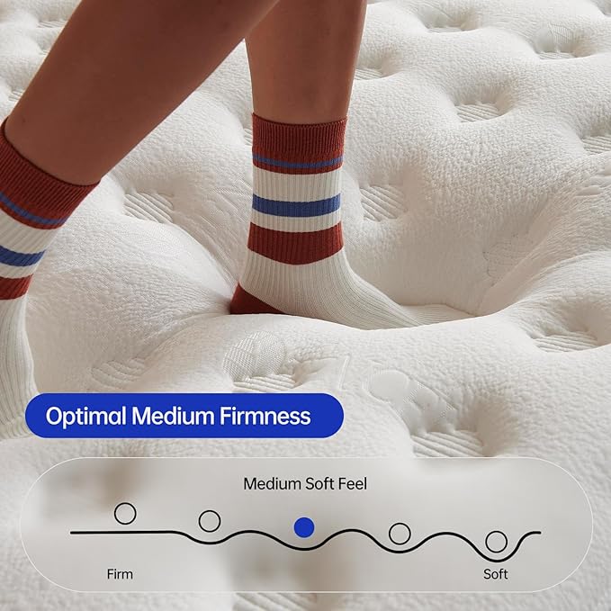 Queen Size Mattress, 12 Inch Hybrid Mattress in a Box, Gel Memory Foam, Individually Wrapped Pocket Coils Innerspring, Pressure Relief, Medium Firm (12 INCH, Queen (New))