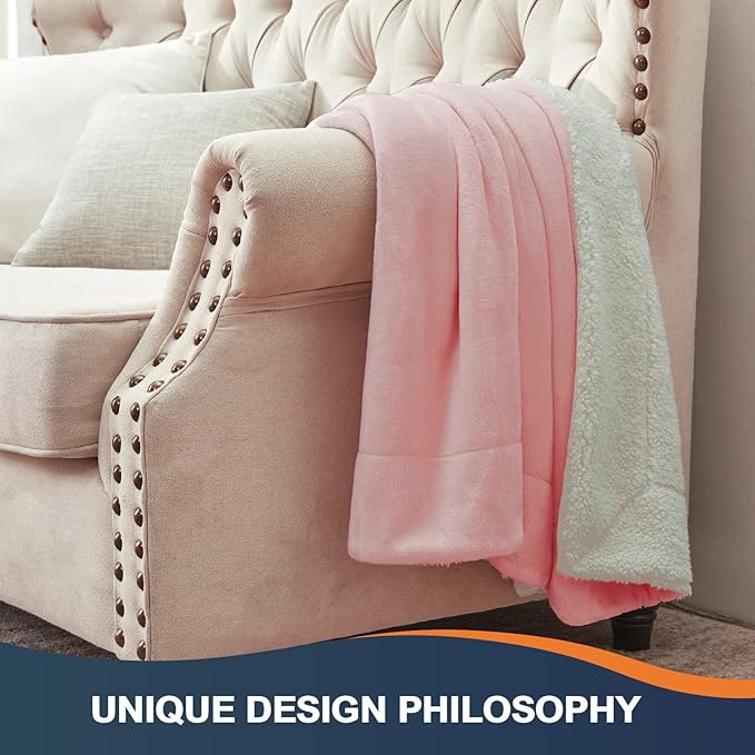 Walensee Sherpa Fleece Blanket (King Size 108”x90” Pink) Plush Throw Fuzzy Super Soft Reversible Microfiber Flannel Blankets for Couch, Bed, Sofa Ultra Luxurious Warm and Cozy for All Seasons