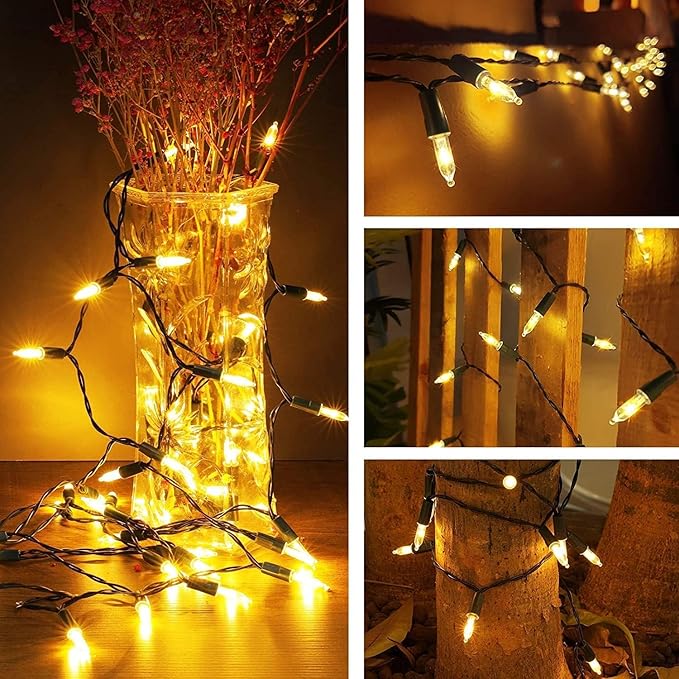 KOUQIYA Battery Operated Christmas Lights, 8 Set of 17ft 50 LED Mini String Light with Auto-Timer 8 Modes Waterproof Tree Lights (Warm White, 50 LEDs x 8 Pack)