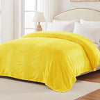 Exclusivo Mezcla Fleece Bed Blanket Queen Size, Super Soft and Warm Blankets for Couch, Sofa and Bed Waffle Textured, Cozy, Fuzzy and Lightweight (Vibrant Yellow, 90x90 Inches)