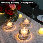 Set of 12 Clear Glass Tealight Candle Holder, 2.6'' H x 3.1'' W, Round Votive Candle Holders Bulk, Small Bowl Candle Holder for Wedding Table Centerpiece Home Decor