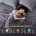 Bedsure Twin XL Sheet Set Dorm Bedding, Cooling Sheets Twin Extra Long Sheets, Rayon Derived from Bamboo, Deep Pocket Up to 16", Hotel Luxury Silky Bedding Sheets & Pillowcases, Dark Grey