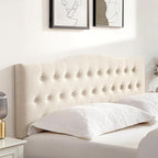Tufted Upholstered Headboard California King, Sturdy and Durable Solid Wood Bed headboard, Fabric Headboard Adjustable Height from 37” to 51”, Button Diamond Design Head Board, Beige