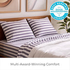 Mellanni Full Sheets Set - 4 PC Iconic Collection Bedding - Hotel Luxury, Extra Soft, Cooling Bed Sheets - Wrinkle, Fade, Stain Resistant (Full, Oxford Stripe Hazy Lilac)