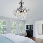 WUZUPS Crystal Chandelier 10-Light Pendant Ceiling Light Modern Lighting Fixture for Dining Room Hallway Bedroom Kitchen Bathroom, H 27.6" x W 22.8", E12 Base, Black