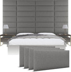 Vänt Upholstered Wall Panels - King/Cal King Size Wall Mounted Headboards - Boucle Grey - Twin/King - Set of 4 Panels (Each Individual Panel 39"x11.5")