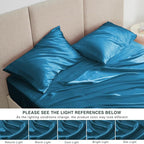 Love's cabin Twin XL Satin Sheet Sets - 3 Piece Teal Silky Bed Sheets with Deep Pockets, Luxury Silk Feel Satin Sheet Set Twin XL (1 Flat Sheet,1 Fitted Sheet,1 Pillow case)