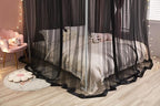 Mengersi Simple 4 Corners Post Canopy Bed Curtains Bed Drapes (Twin XL, Black)