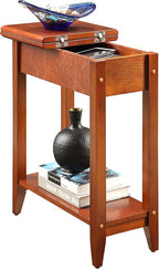 Convenience Concepts American Heritage Flip Top End Table 23.25" - Classic Narrow Chairside Accent with Hidden Storage & Lower Shelf for Traditional, Modern Living Room, Cherry