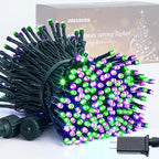JMEXSUSS 250 LED Purple and Green String Lights Outdoor Waterproof with 8 Modes for Party Garden Patio Halloween Decorations