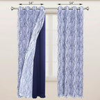 BONZER Mix and Match Curtains - 2 Pieces Branch Print Sheer Curtains and 2 Pieces Blackout Curtains for Bedroom Living Room Grommet Window Drapes, 54x84 Inch/Panel, Indigo, Set of 4 Panels