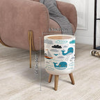 Small Trash Can with Lid Childish Seamless Whale Boat Clouds Waves Scandinavian Style Summer Garbage Bin Pet Proof Waste Basket for Kitchen Bathroom Office Bedroom Decorative 1.8 Gallon