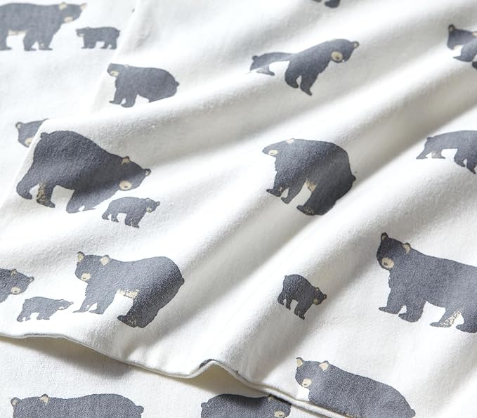 Eddie Bauer - Twin Sheets, Cotton Flannel Bedding Set, Brushed for Extra Softness, Cozy Home Decor (Bear Family)