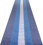 Custom Size Coastal Nautical Style Runner Rug Carpet for Hallway Entryway, Slip Resistant Latex Rubber Backed, 31 inch Wide X Customized Length, Squares Blue, 31 inch X 35 feet