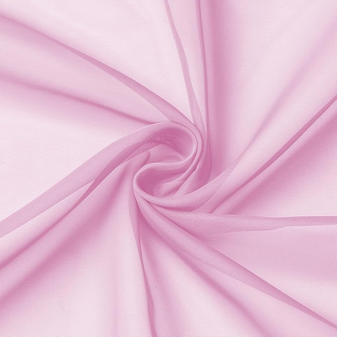 Aiyufeng Light Pink Sheer Curtains 84 Inches Long 2 Panels Set, Semi Transparent Voile Rod Pocket Sheer Window Drapes for Bedroom Bed Canopy Living Room Dining Wedding Party Backdrop, 40W x 84L inch