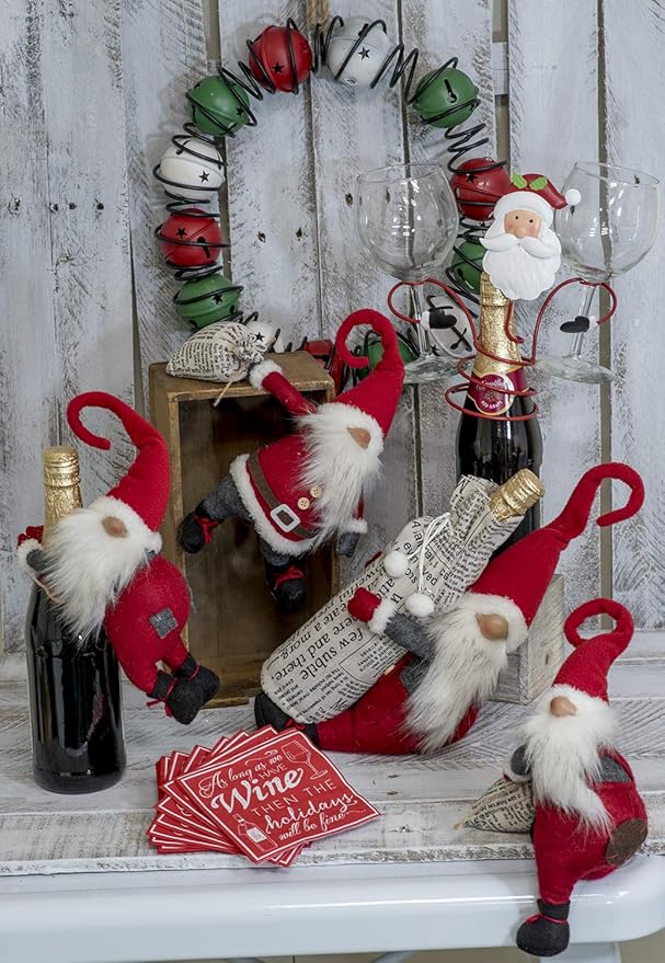 Boston International Christmas Tabletop Gnome Figurine, 12 x 7-Inches, Santa Claus Shelf Sitter