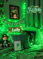 St. Patrick Mini Christmas Lights, 39 Feet 100 LED Fairy String Lights with 8 Lighting Modes, Waterproof Connectable for Indoor Outdoor Xmas Tree Garland Wreath Holiday Decoration, Green