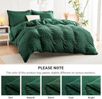 HYMOKEGE Emerald Green King Size Comforter Set Seersucker 7 Pieces, All Season Luxury Bed in a Bag for Bedroom, Bedding Set with Comforter, Sheets, Pillowcases & Shams