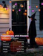 SUNSGNE 25ft Halloween String Lights Outdoor - G40 LED Orange and Purple String Lights with 27 Frosted Globe Bulbs(2 Spare), Vintage Halloween Decorations for Patio Balcony Porch Yard