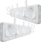 WEBI Coat Rack Wall Mount,Coat Hooks Wall Mounted,16" Hole to Hole,Large Coat Hanger Wall Hook Rack,5 Hooks for Hanging Coats,Hats,Jacket,Clothes,White,2 Packs