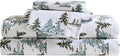 Eddie Bauer - Flannel Sheets Twin Size, Anti-Pilling & Wrinkle Resistant Cotton, Touchably Soft for All-Season Comfort - Bed Sheets with Matching Pillowcase & Fitted Sheet (Snowy Pine Trees Green)