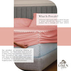Linen Home 100% Cotton Percale Sheets Queen Size, English Rose, Deep Pocket, 4 Pieces Set - 1 Flat, 1 Deep Pocket Fitted Sheet and 2 Pillowcases, Crisp Cool and Strong Bed Linen