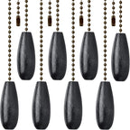 8 Pieces Ceiling Fan Pull Chains Extender Wooden Pendant Pull Chain Extension for Ceiling Light Lamp Fan(Black)