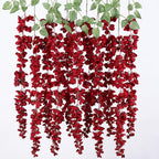 mizii 6Pcs Burgundy Wisteria Hanging Flowers 48" Silk Wisteria Artificial Flowers Garland Vines Fake Hanging Flowers Decoration for Wedding Flower Wall Backdrop Centerpieces Room Decor (Burgundy)