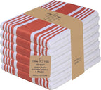 Urban Villa Kitchen Towels 100% Cotton Pack of 6 Highly Absorbent Quick Drying Soft Premium Dish Towels for Kitchen with Hanging Loop Thanksgiving Fall TeaTowels - 20x30 Inch (Rust & White Striped)