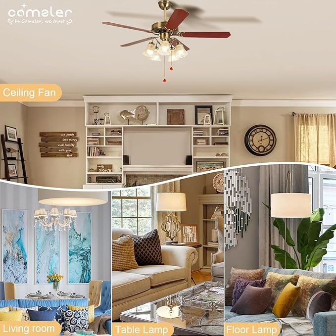 comzler LED Refrigerator Light Bulb, E26 LED Bulbs 60 Watt Equivalent, A15 Appliance Small Bulbs E26 Base with 4000K Natural White, Ceiling Fan Bulb, 600LM Indoor Outdoor Light, Non-Dimmable, 6 Pack