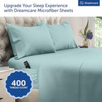 DREAMCARE King Size Sheets Set – 4 pcs Cooling Sheets – up to 21” Deep Pocket King Sheet Set – Hotel Luxury Sheets & Pillowcases – Superior Softness 100% Microfiber with Side Pocket - Spa Blue
